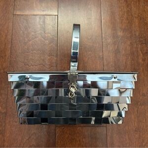 Vintage Dorset Rex 50s Silver Metal Basket Weave Lattice Box Purse